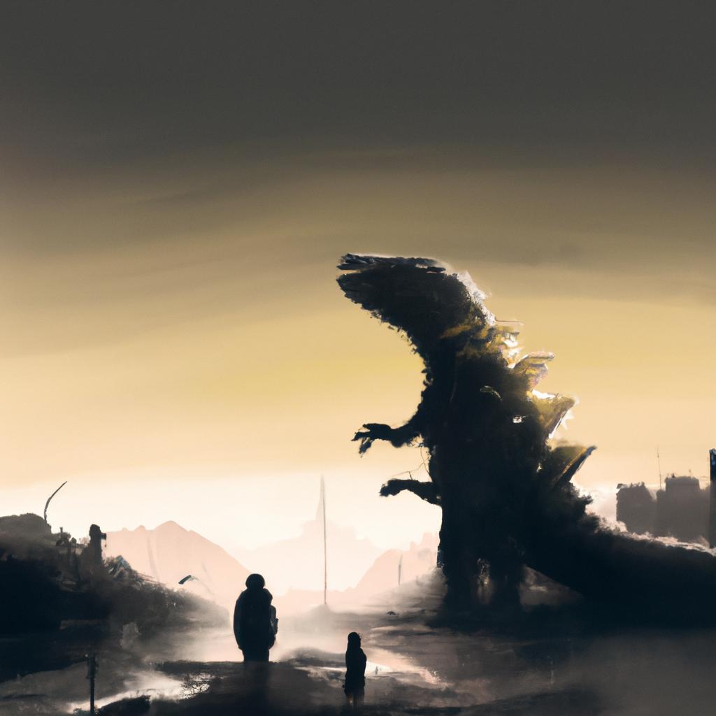 Imagem de capa do post "Sonhar com Godzilla: O Significado Revelado!" com um desenho digital