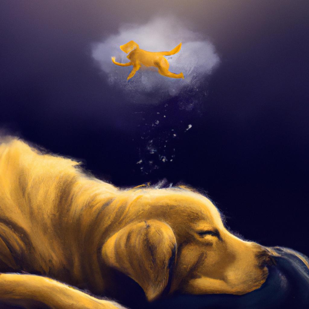 Imagem de capa do post "Sonhar com Golden Retriever: Descubra o Significado!" com um desenho digital