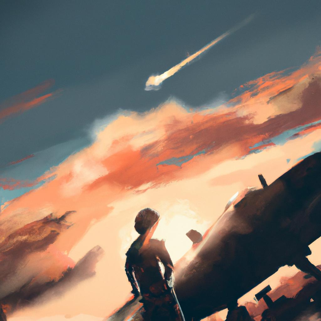 Imagem de capa do post "Sonhar com Guerra no Céu: Descubra o Significado!” com um desenho digital