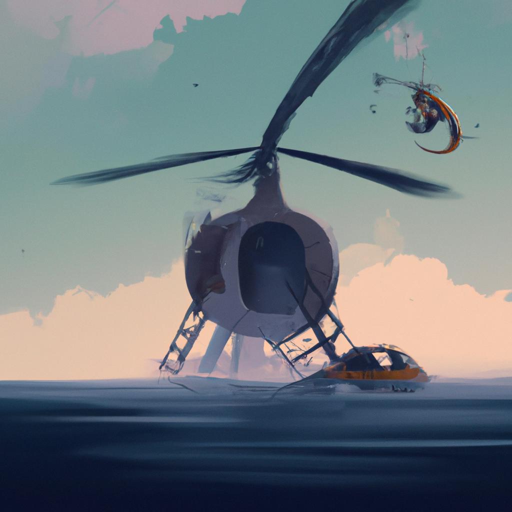 ilustação digital de 

 Descubra o Significado de Sonhar com Helicóptero Caindo na Água! 