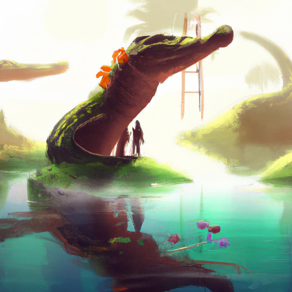 Imagem de capa do post "Descubra o Significado de Sonhar com Jacaré: Livro do Sonho" com um desenho digital