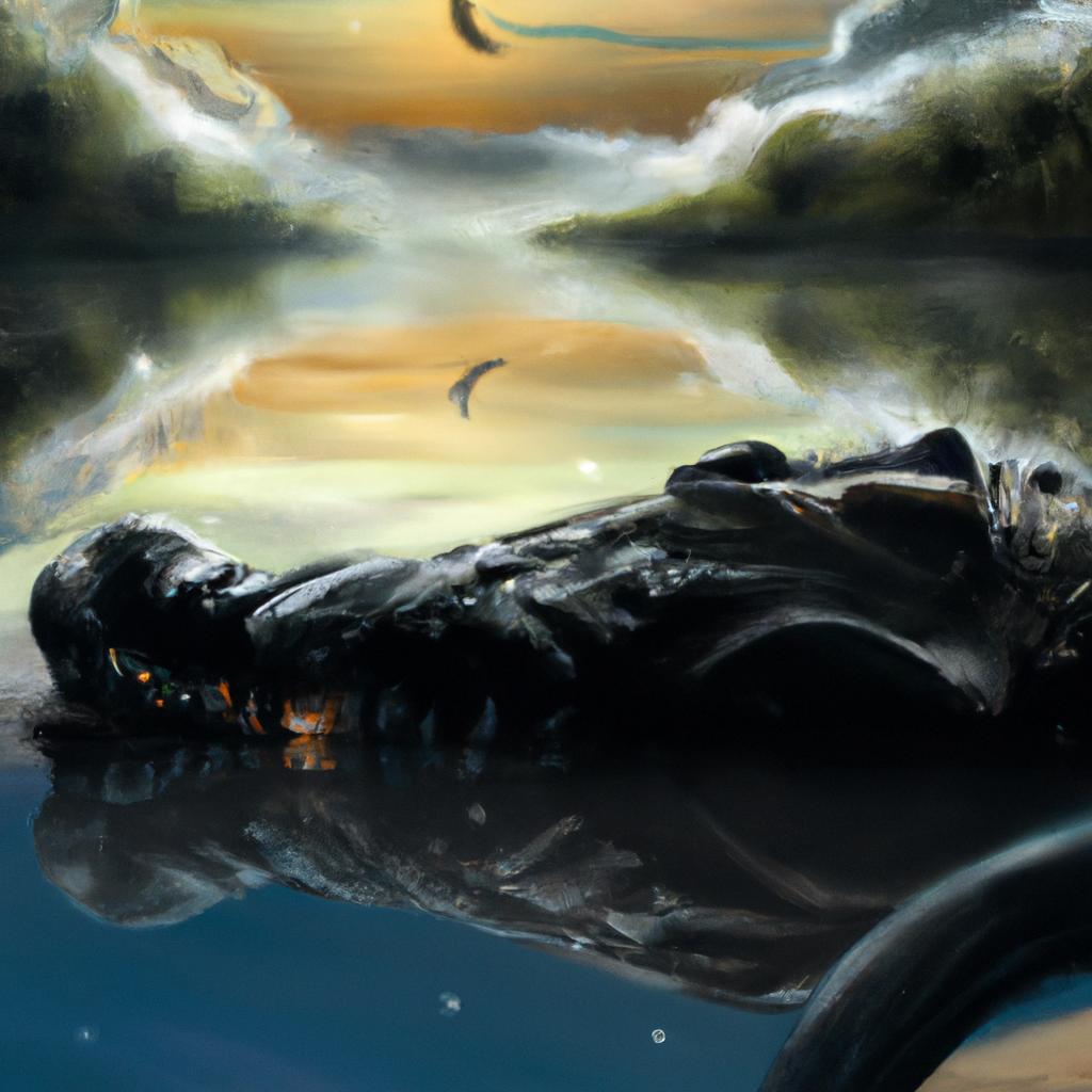 Imagem de capa do post "O Significado de Sonhar com Jacaré Mordendo: Entenda!" com um desenho digital