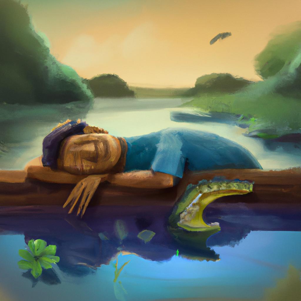 Imagem de capa do post "Sonhar com Jacaré Morto: Descubra o Significado Oculto!" com um desenho digital