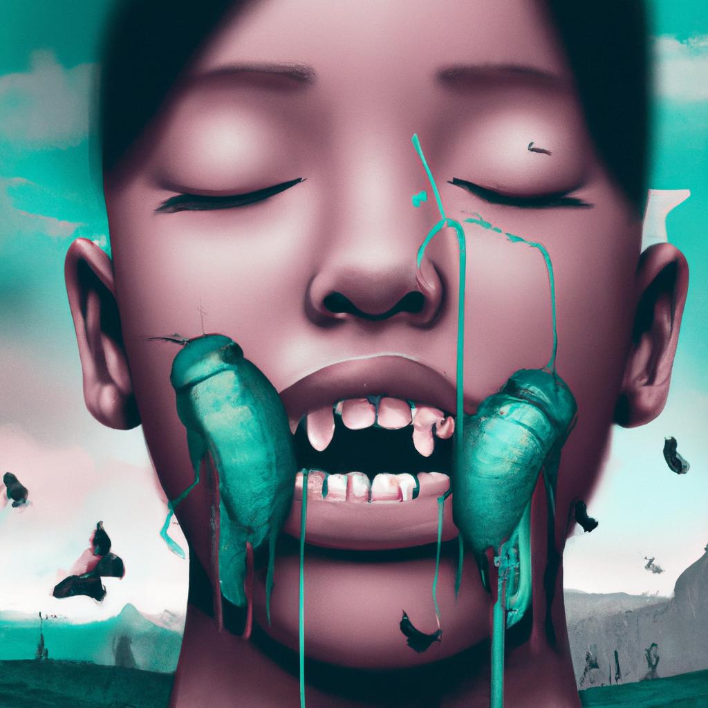 Imagem de capa do post "Sonhar com Larvas na Boca: O que Significa?" com um desenho digital