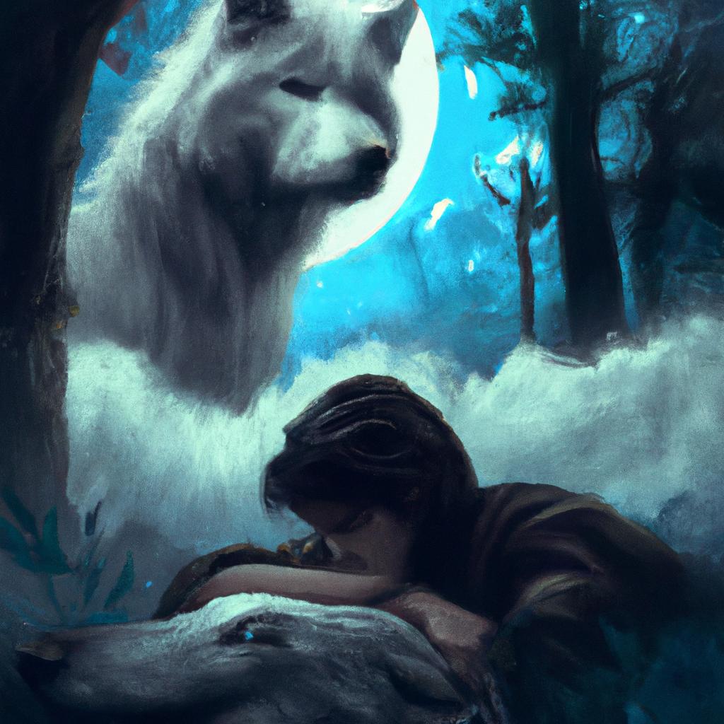 Imagem de capa do post "Sonhar com Lobo Branco Atacando: Descubra o que Significa!" com um desenho digital