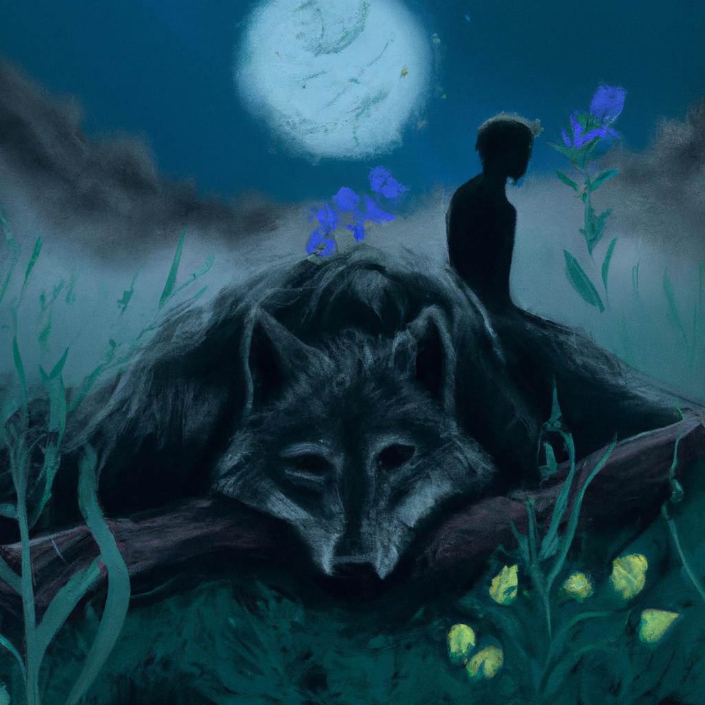 Imagem de capa do post "Descubra o Significado de Sonhar com Lobo Preto!" com um desenho digital