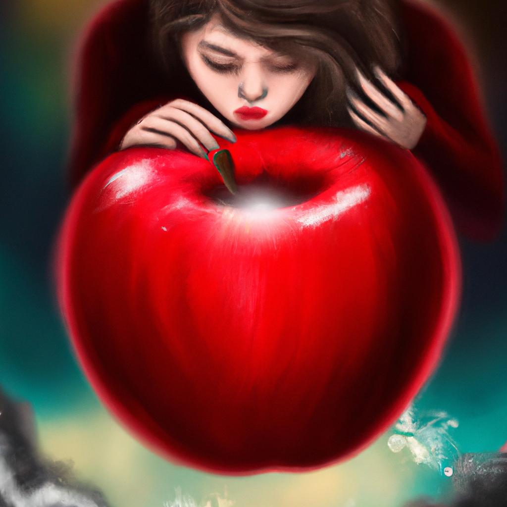 Imagem de capa do post "Descubra o Significado de Sonhar com Maca Vermelha" com um desenho digital
