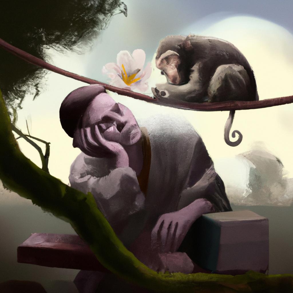 Imagem de capa do post "Descubra o Significado de Sonhar com Macaco Branco!" com um desenho digital