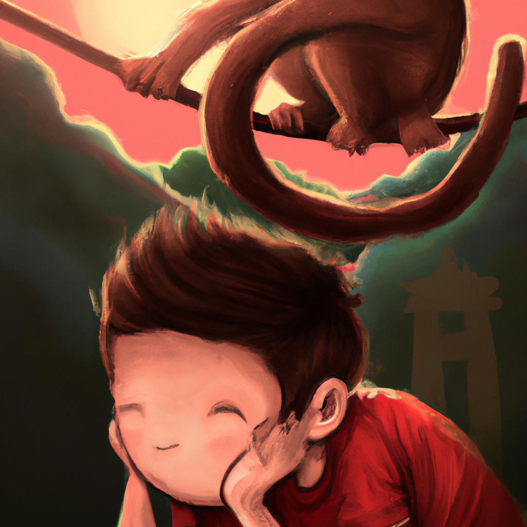 Imagem de capa do post "Descubra o Significado de Sonhar com Macaco e sua Sorte!" com um desenho digital