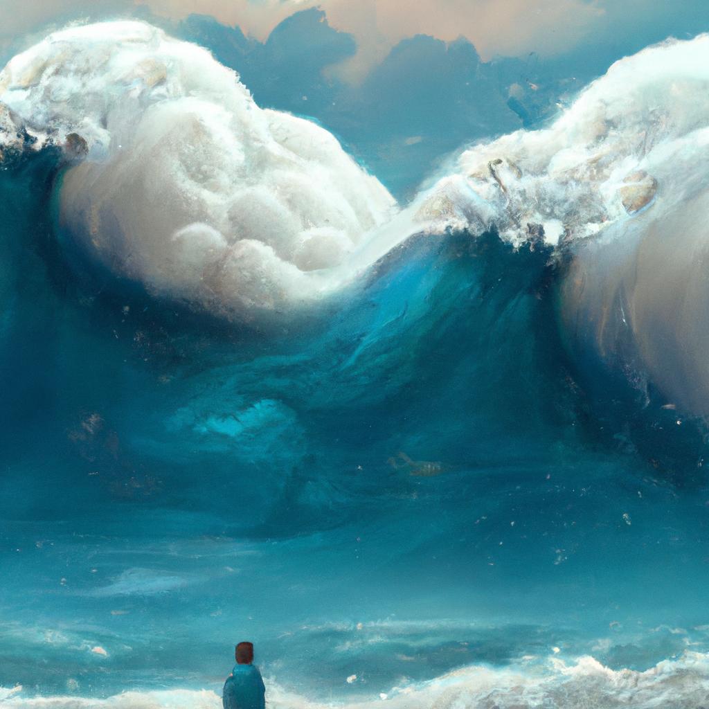 Imagem de capa do post "Sonhar com Mar Agitado e Ondas Gigantes: Descubra o Significado!" com um desenho digital