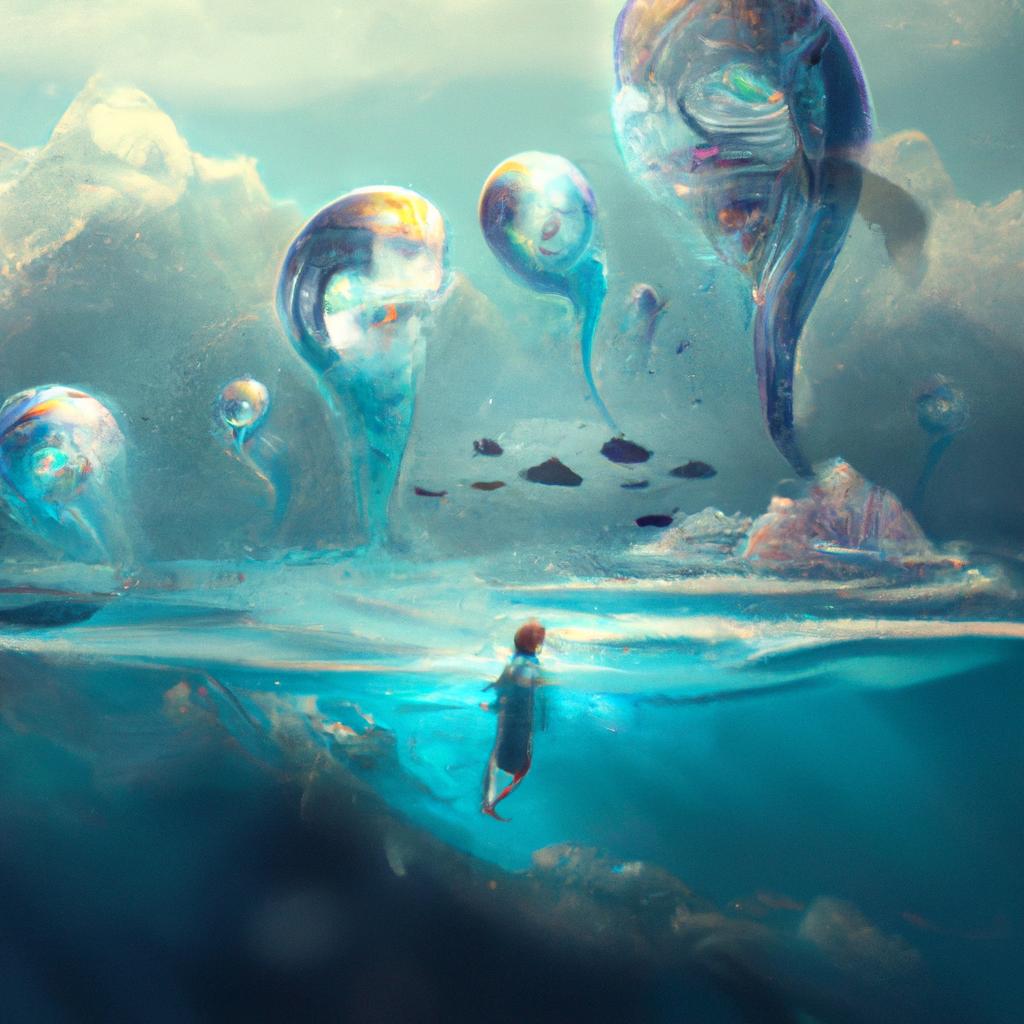 Imagem de capa do post "Descubra o Significado de Sonhar com Mar Cristalino!" com um desenho digital