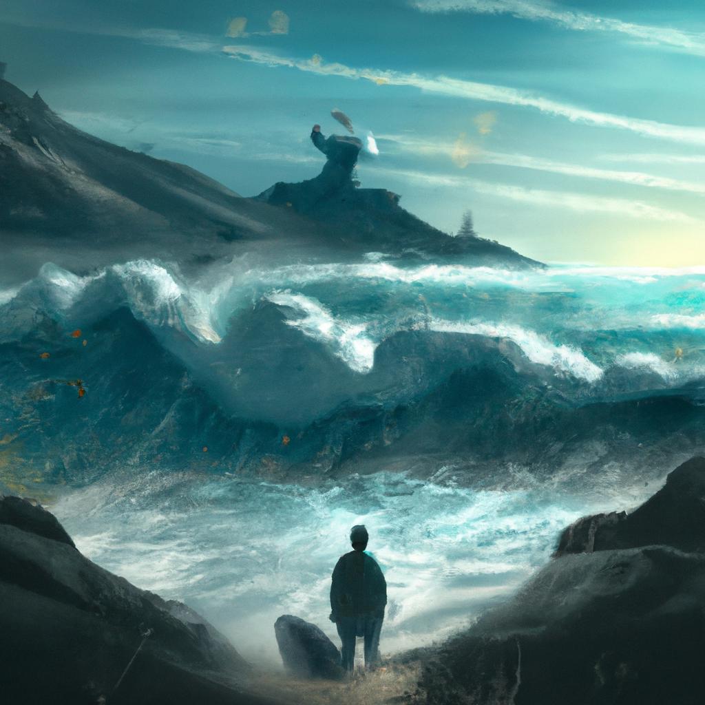 Imagem de capa do post "Significado: Sonhar com Mar e Ondas - Entenda o Que Significa!" com um desenho digital