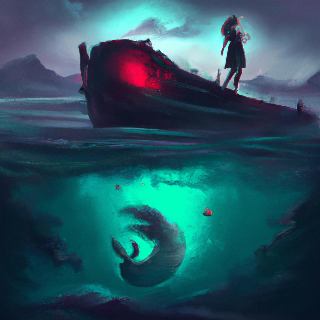 Imagem de capa do post "Significado de Sonhos: O que Significa Sonhar com Mar Violento?" com um desenho digital