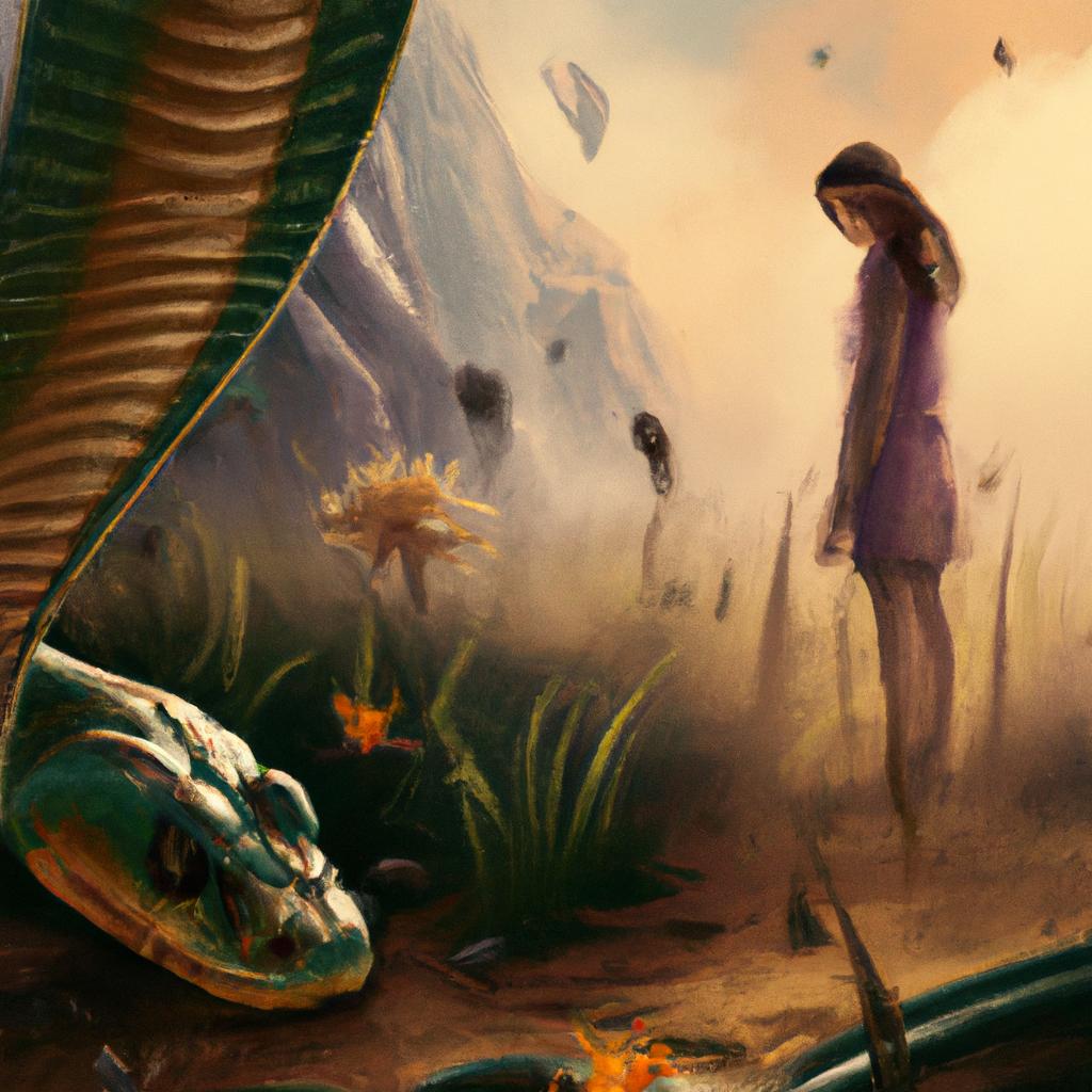 Imagem de capa do post "Sonhar com Medo de Cobra: Descubra o Significado Surpreendente" com um desenho digital