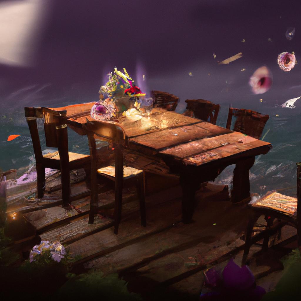 Imagem de capa do post "Descubra o Significado de Sonhar com Mesa Grande de Madeira!" com um desenho digital