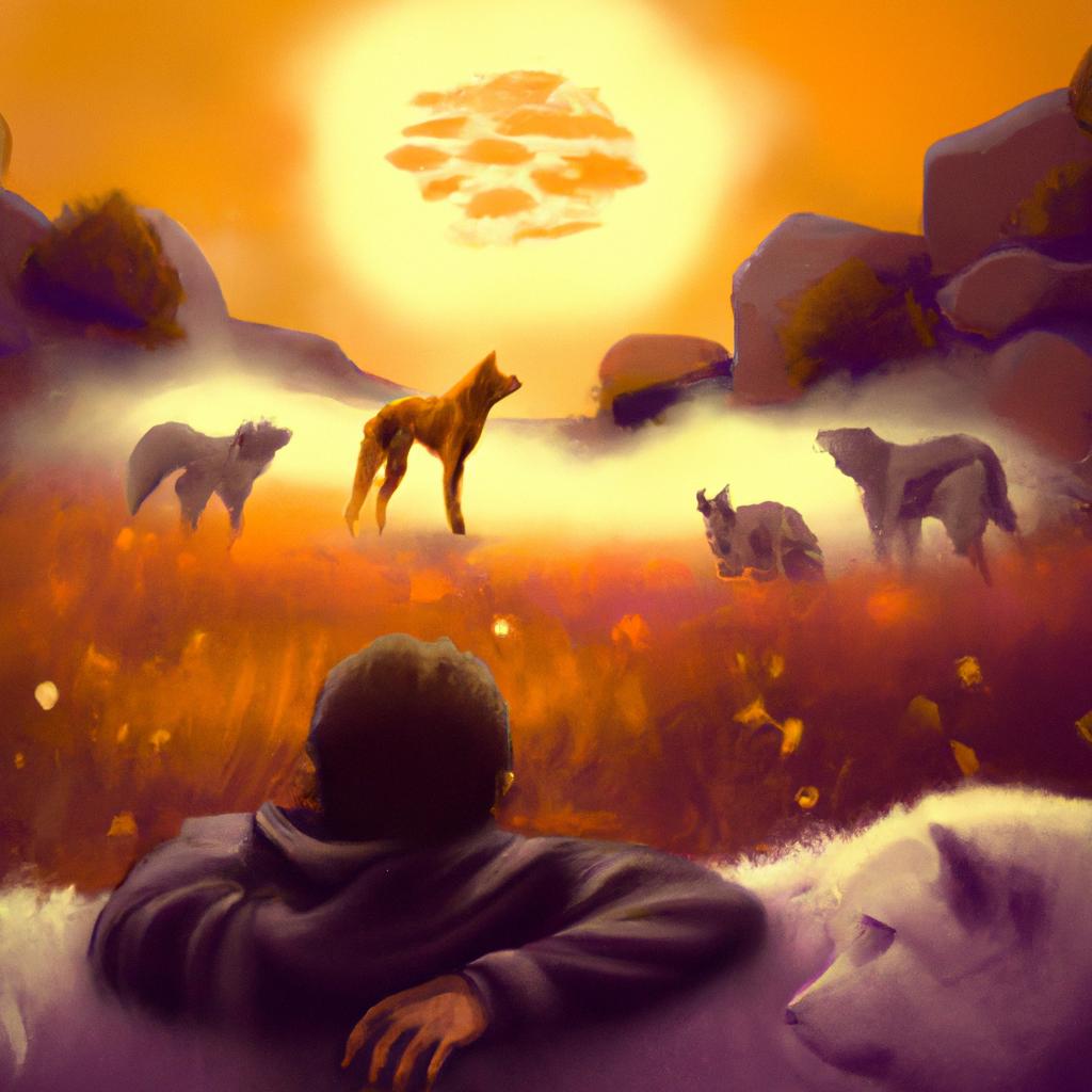 Imagem de capa do post "Descubra o Significado de Sonhar com Monte de Cachorros!" com um desenho digital