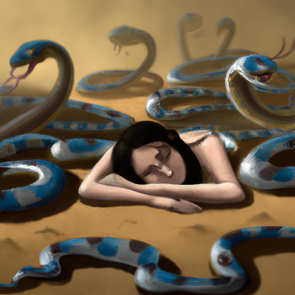 Imagem de capa do post "Sonhar com Muitas Cobras: O Que Significa?" com um desenho digital