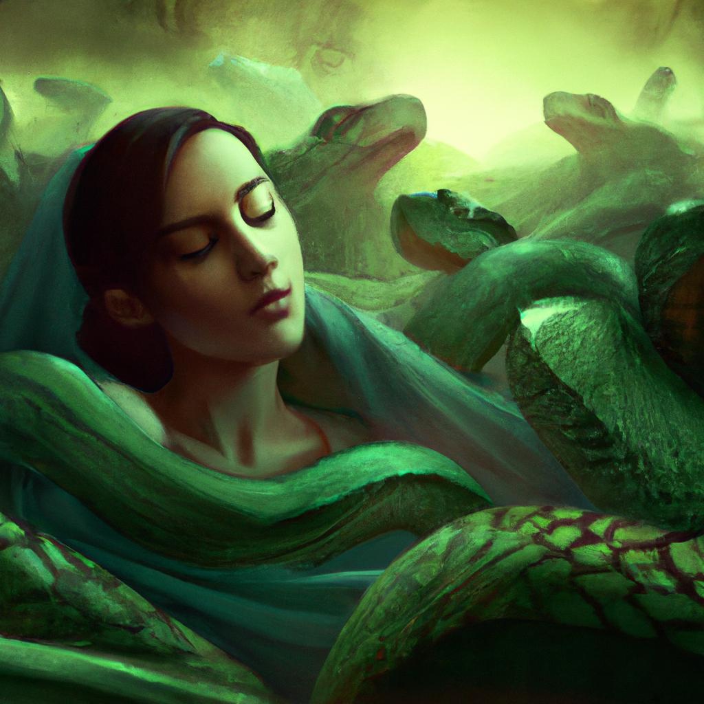Imagem de capa do post Sonhar com Muitas Cobras Verdes: Entenda o Significado! com um desenho digital