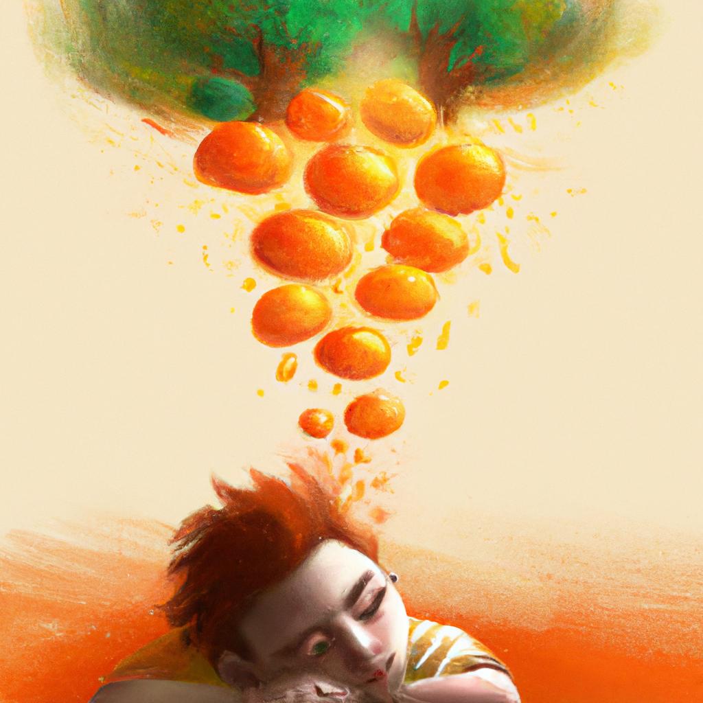 Imagem de capa do post "Descubra o Significado de Sonhar com Muitas Laranjas!" com um desenho digital