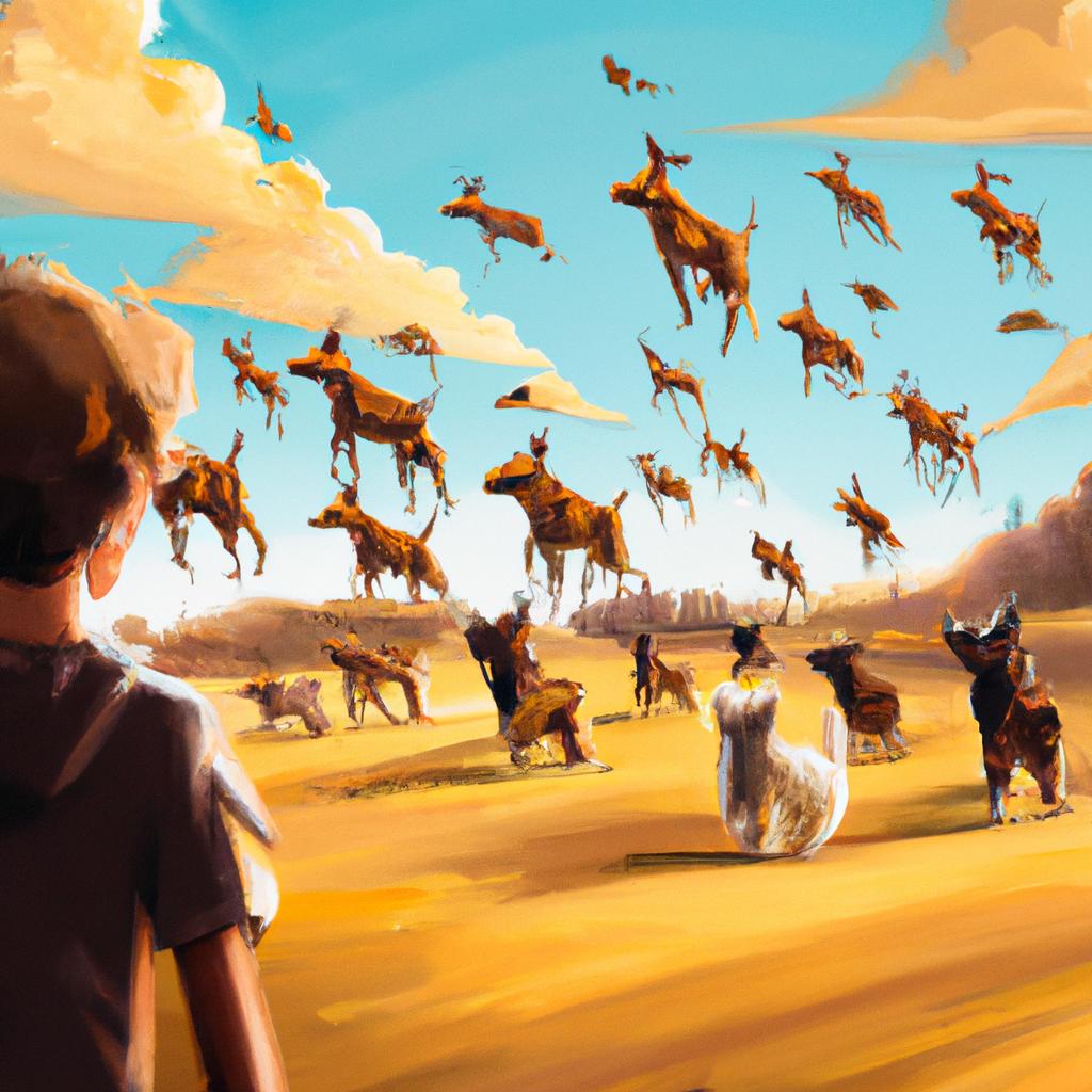 Imagem de capa do post "Descubra o Significado de Sonhar com Muitos Cachorros Correndo!" com um desenho digital