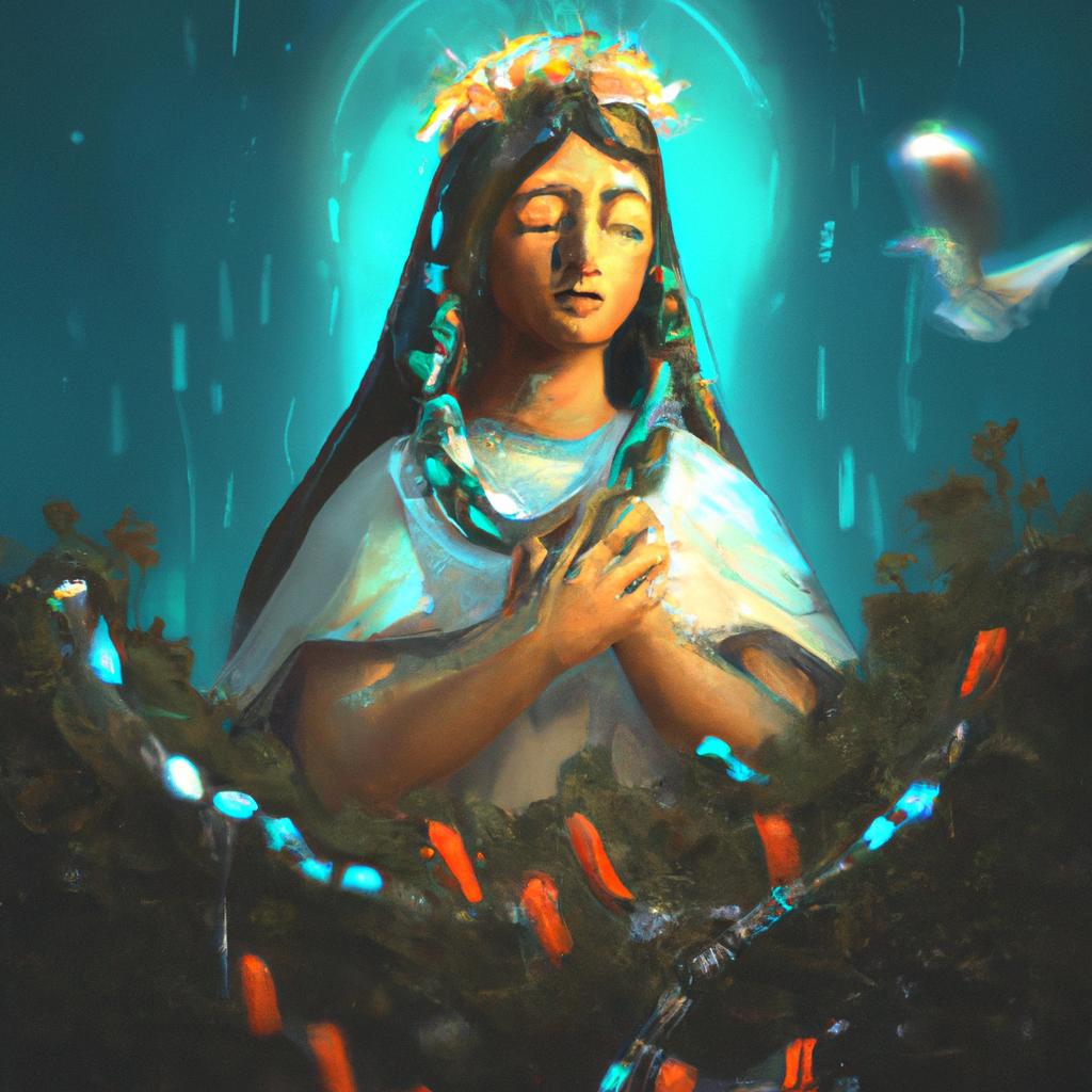 Imagem de capa do post "Descubra o Significado de Sonhar com Nossa Senhora!" com um desenho digital