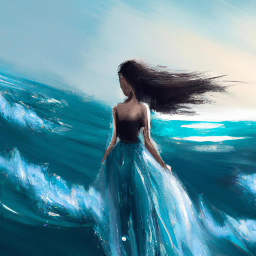 Imagem de capa do post "Sonhar com o Mar Agitado e Limpo: Descubra seu Significado!" com um desenho digital