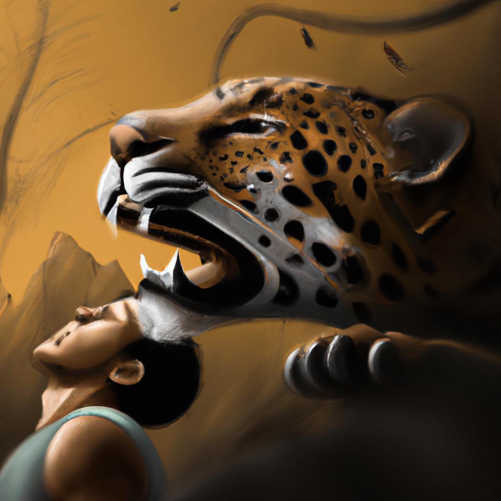 Imagem de capa do post "Sonhar com Onça Me Atacando: O que Significa?". com um desenho digital