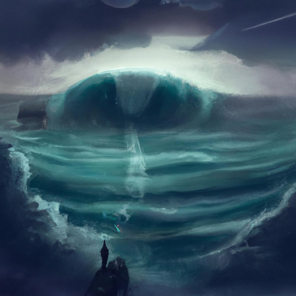 Imagem de capa do post "Sonhar com Ondas Grandes: Entenda o seu Significado!" com um desenho digital