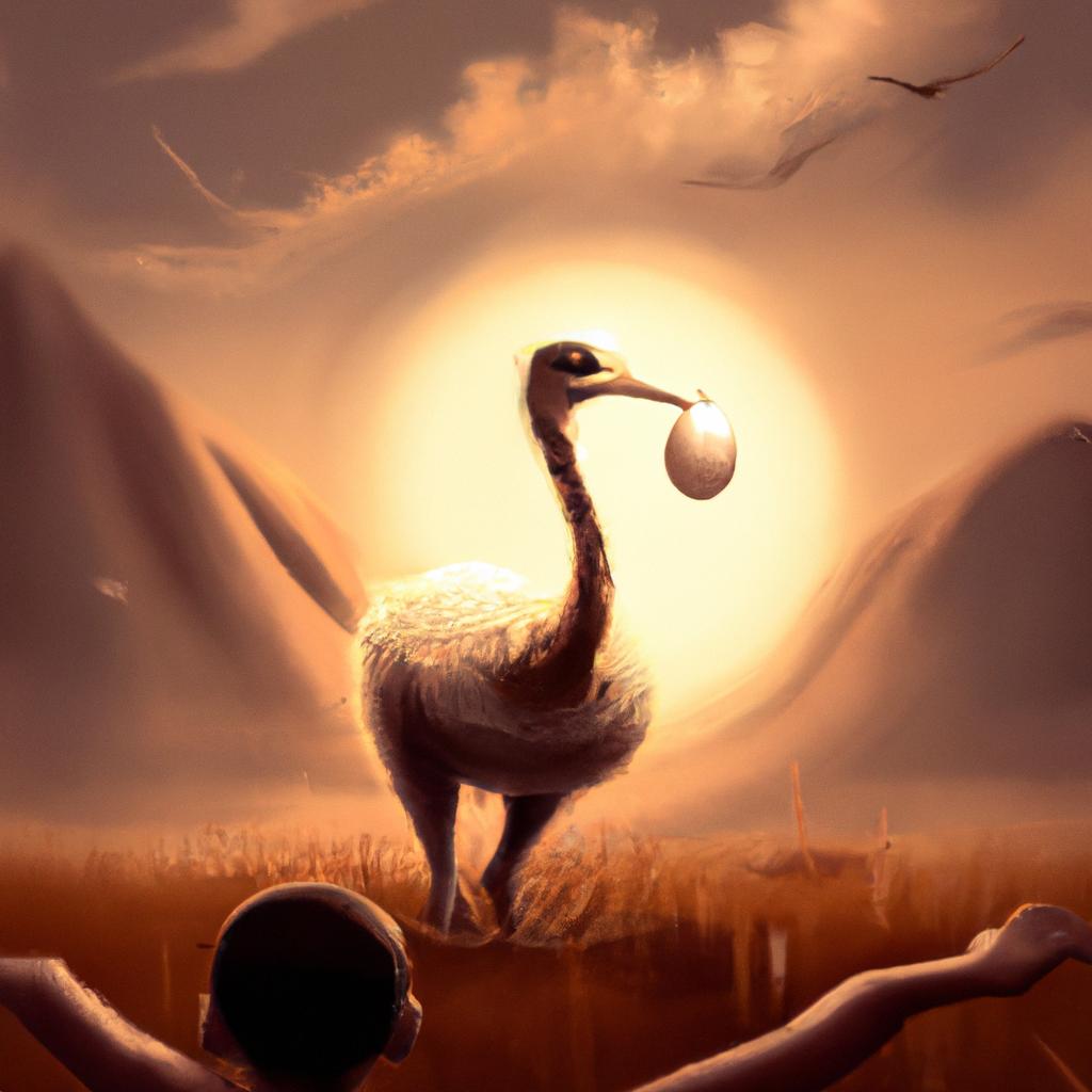 Imagem de capa do post "Descubra o Significado de Sonhar com Ovo de Avestruz!" com um desenho digital