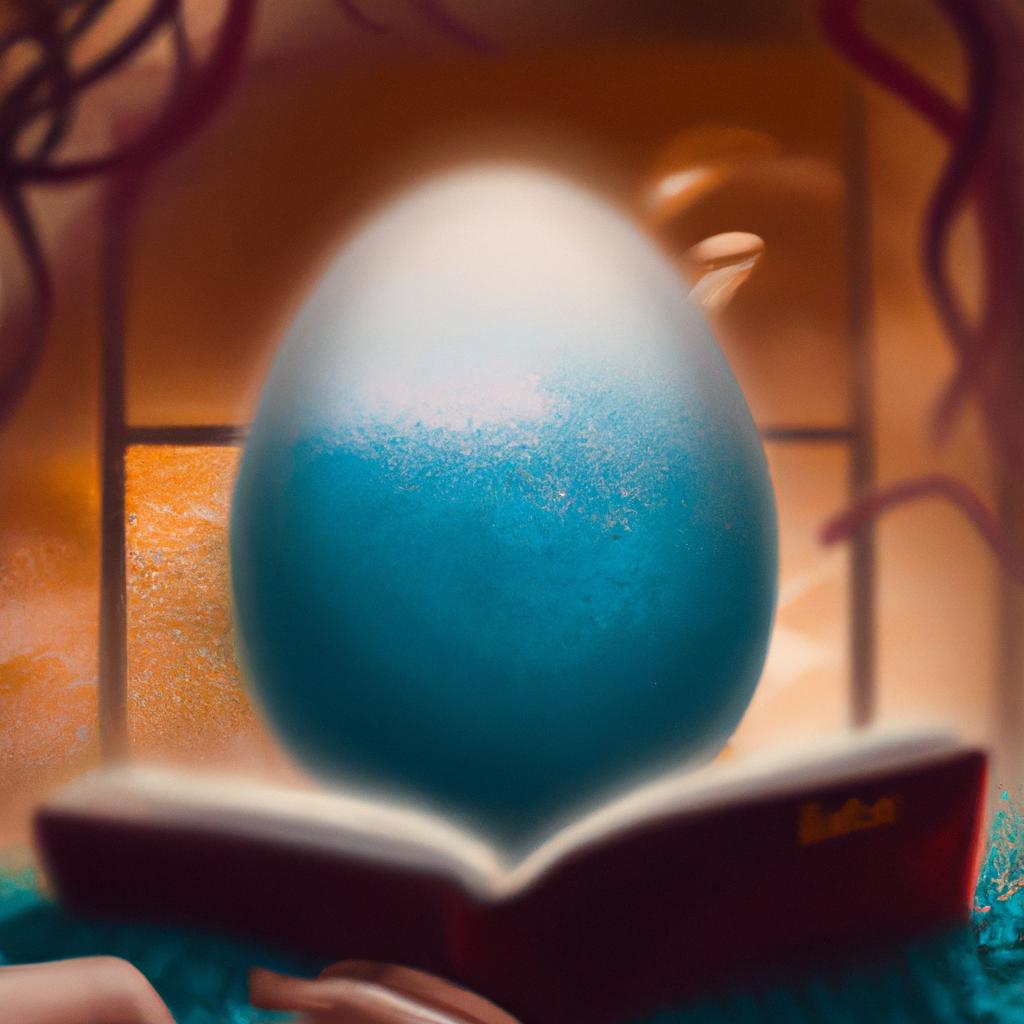 Imagem de capa do post "Ovos de Sabedoria: Descubra o Significado dos Sonhos com Ovo Livro!" com um desenho digital