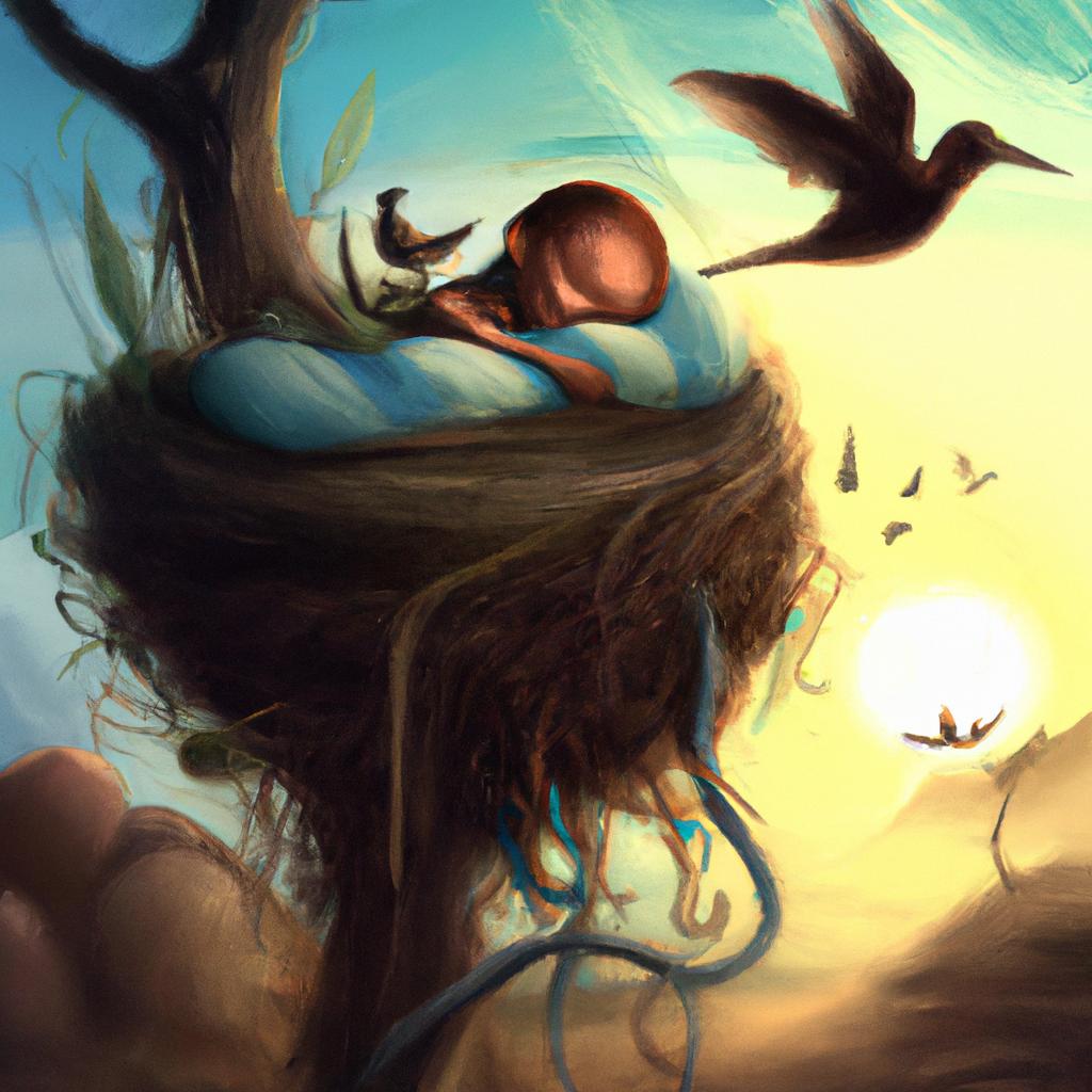 Imagem de capa do post "Descubra o Significado de Sonhar com Passarinho no Ninho!" com um desenho digital