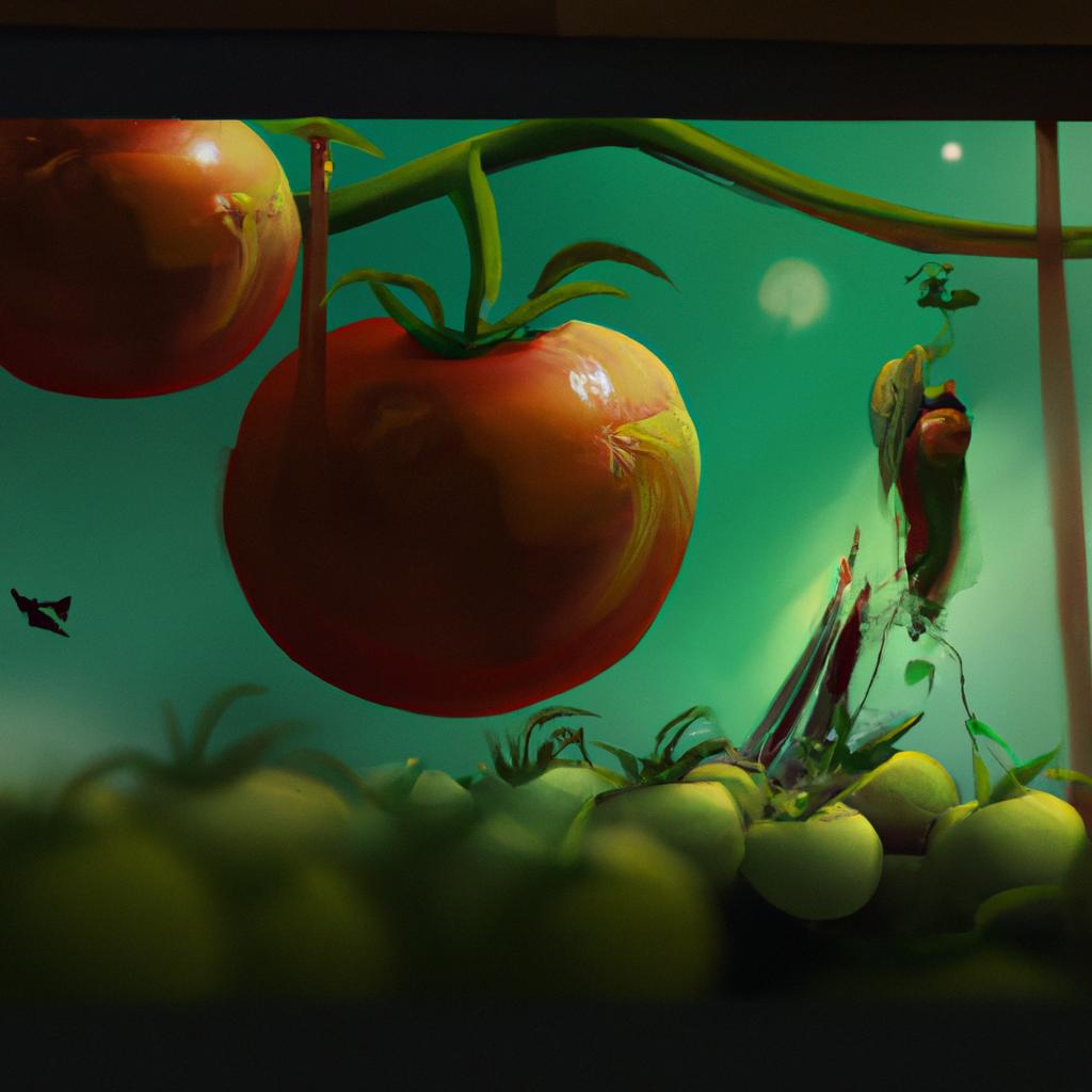 Imagem de capa do post "Descubra o que Significa Sonhar com Pé de Tomate Verde!" com um desenho digital