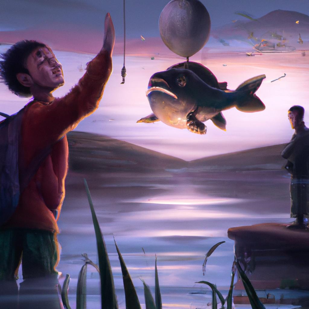 Imagem de capa do post "Pegando Peixes no Sonho: O Significado Revelado!" com um desenho digital