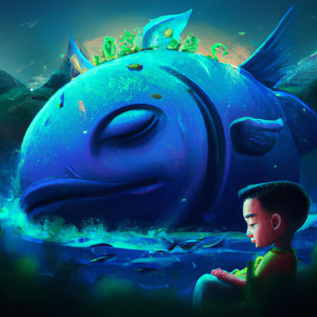Imagem de capa do post "Descubra o Significado de Sonhar com Peixe Grande no Jogo do Bicho!" com um desenho digital