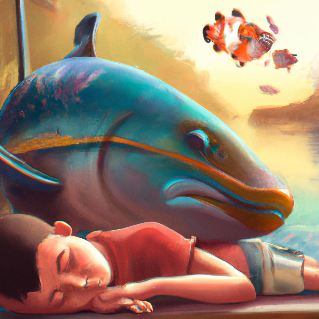 Imagem de capa do post "Sonhar com Peixe Grande: Descubra o Significado Profundo!” com um desenho digital
