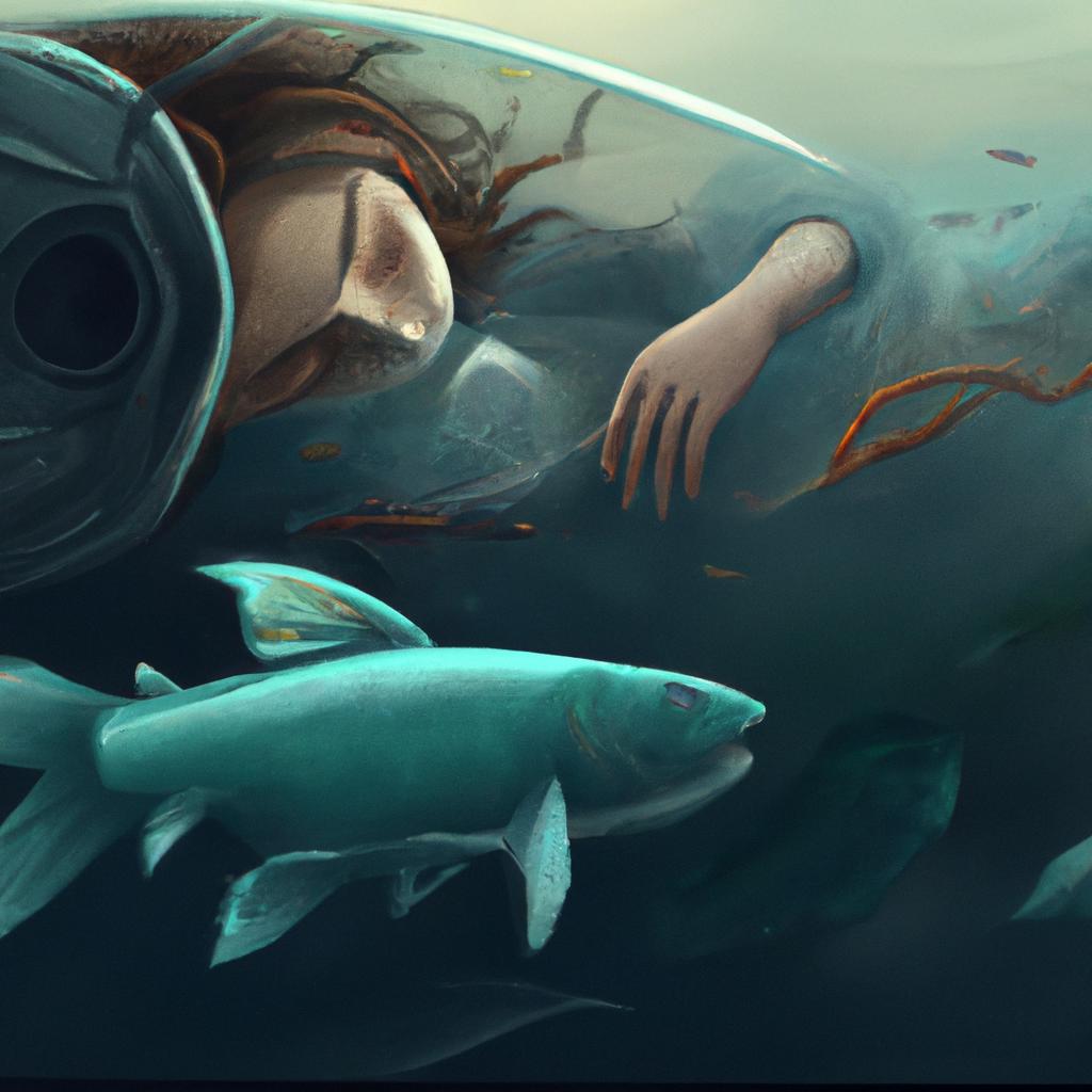 Imagem de capa do post "Sonhar com Peixe Me Mordendo: Significado Revelado!" com um desenho digital