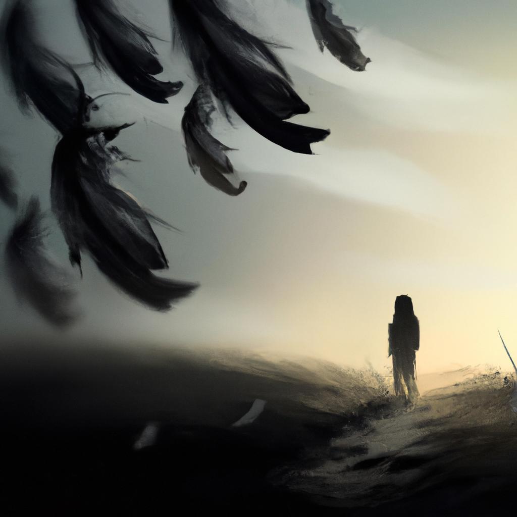 Imagem de capa do post "Sonhar com Pena Preta: Descubra o Significado Desse Sonho!" com um desenho digital