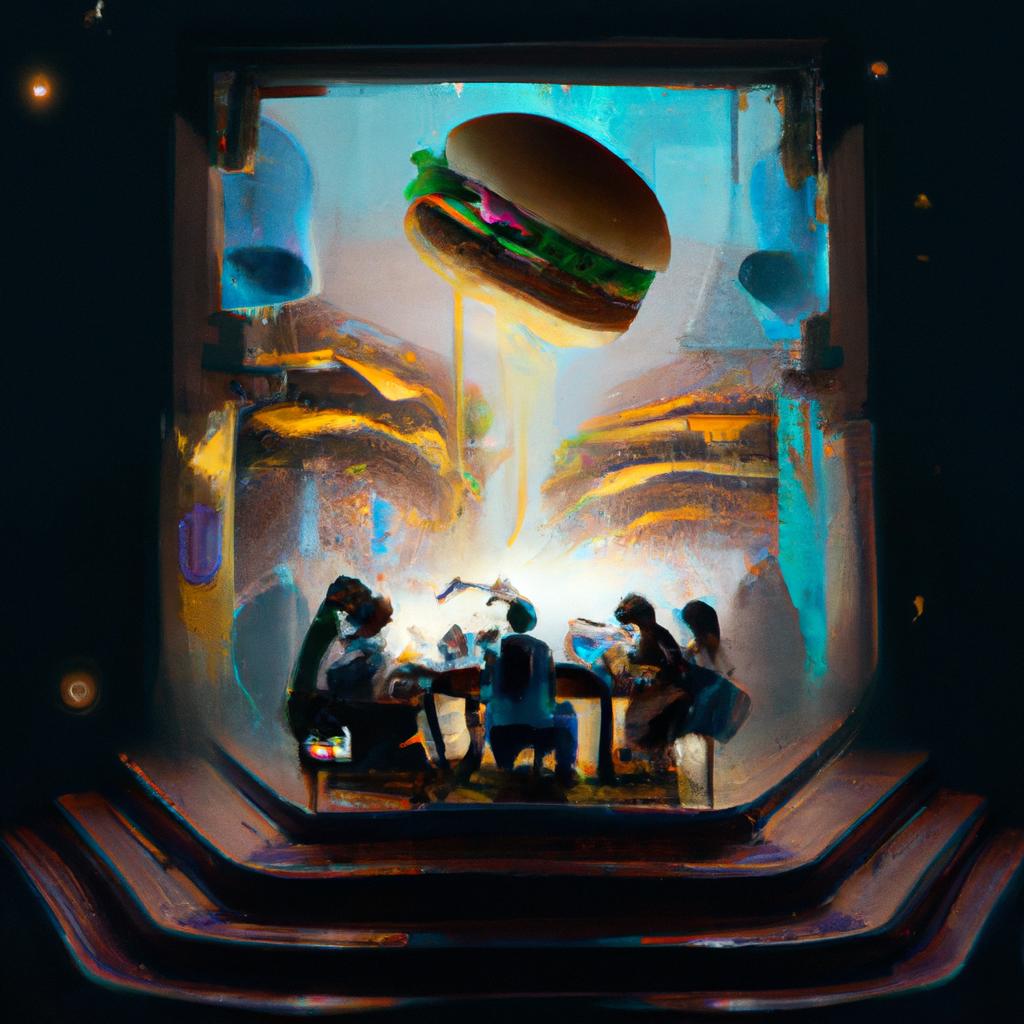 Imagem de capa do post "Descubra o Significado de Sonhar com Pessoas Comendo!" com um desenho digital