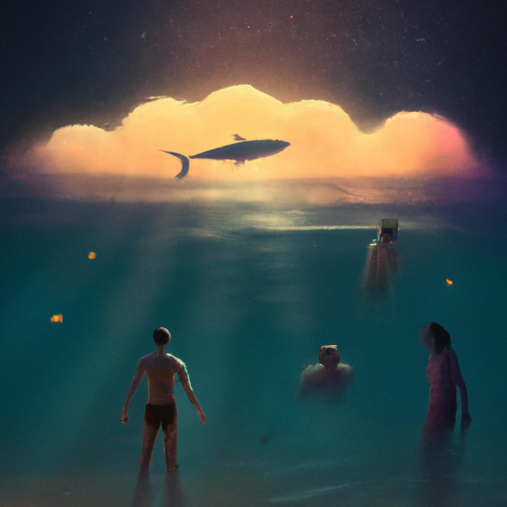 Imagem de capa do post "Descubra o Significado de Sonhar com Pessoas Nadando!" com um desenho digital