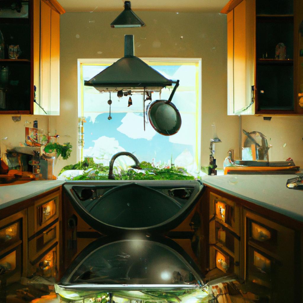 Imagem de capa do post "Sonhar com Pia de Cozinha: Descubra o Significado Oculto!" com um desenho digital