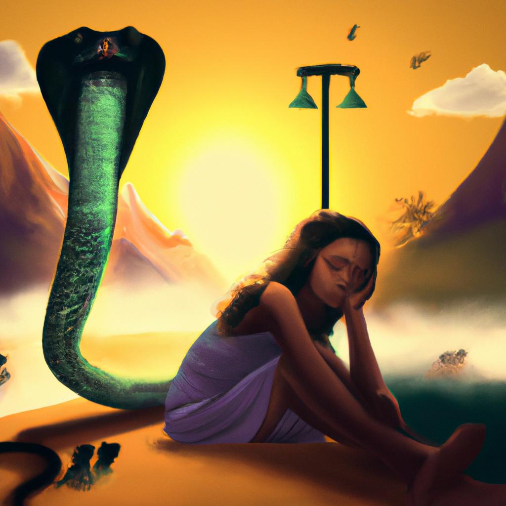 Imagem de capa do post "Sonhar com Picada de Cobra na Perna: O que Significa?" com um desenho digital