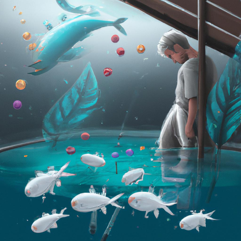 Imagem de capa do post "Sonhar com Piscina Cheia de Peixes: O Que Significa?" com um desenho digital