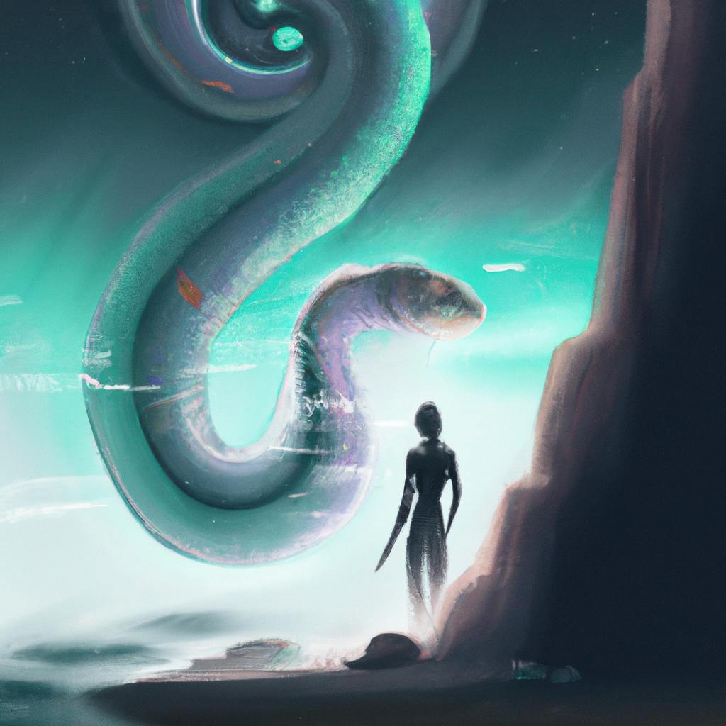 Imagem de capa do post "Pitons nos Sonhos: Descubra o Significado! 🐍" com um desenho digital