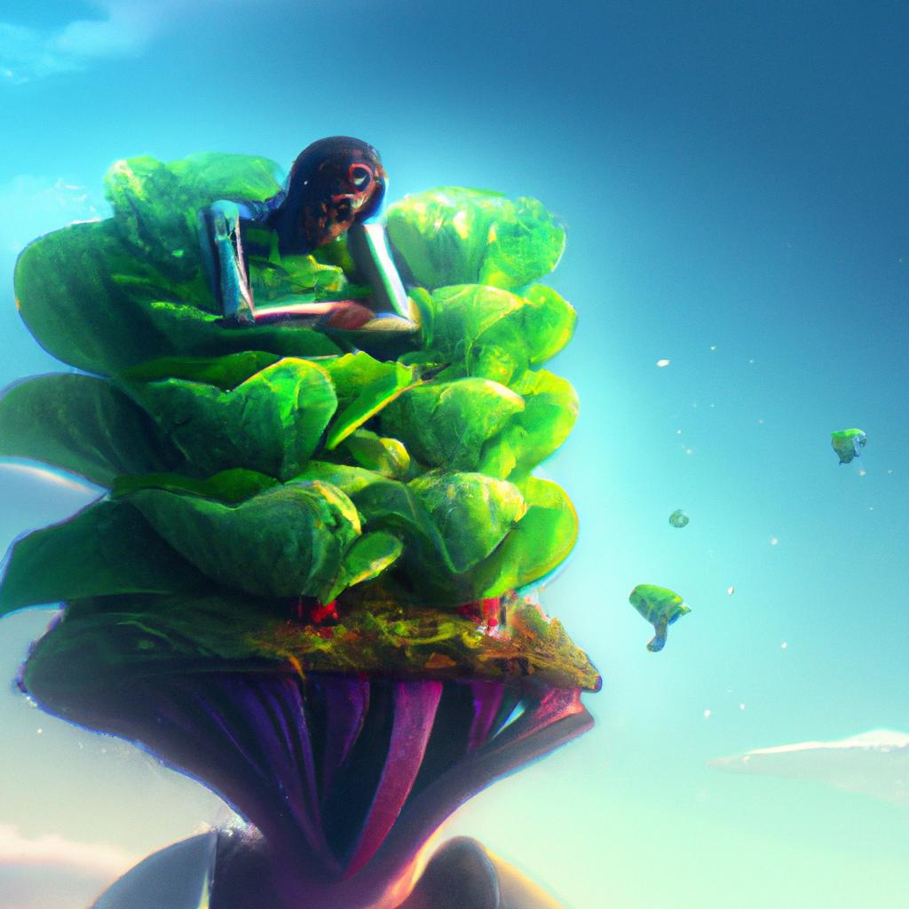 Imagem de capa do post "Sonhar com Plantação de Alface: Descubra o Significado!” com um desenho digital