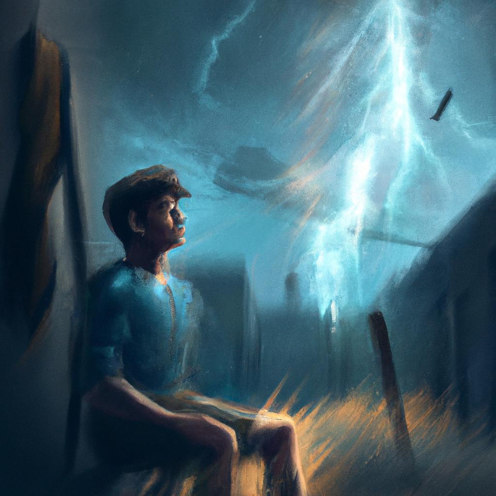 Imagem de capa do post "Sonhar com Raio Caindo: O que Significa para Você?" com um desenho digital