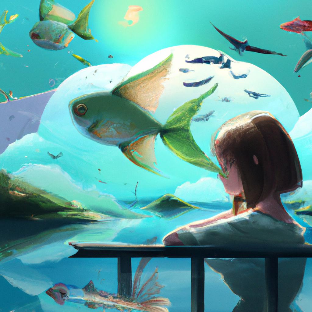 Imagem de capa do post "Descubra o Significado Oculto Quando Você Sonhar com Rio e Peixes!" com um desenho digital