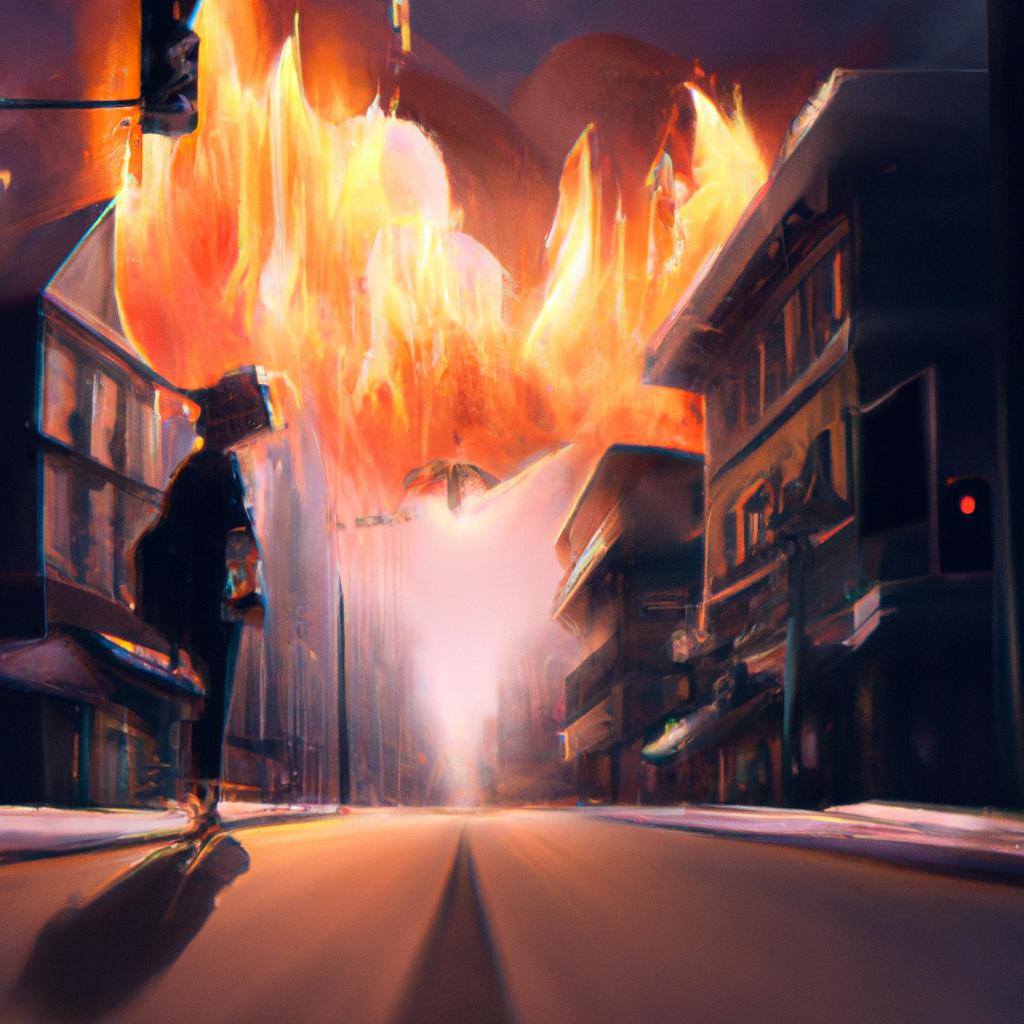 Imagem de capa do post "Sonhar com Rua Pegando Fogo: Descubra o Significado!" com um desenho digital