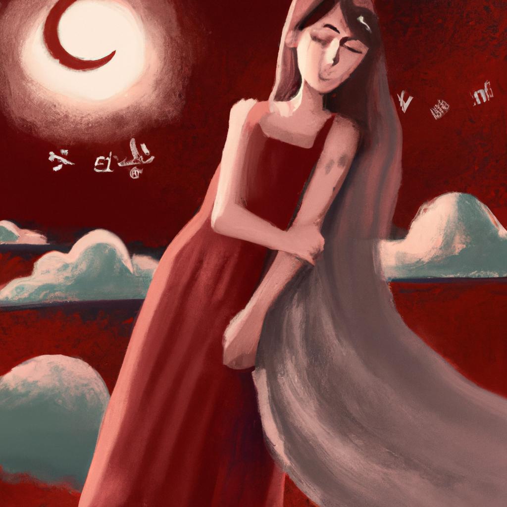Imagem de capa do post "Sonhar com Sangue de Menstruação na Roupa: Descubra o Que Significa!" com um desenho digital