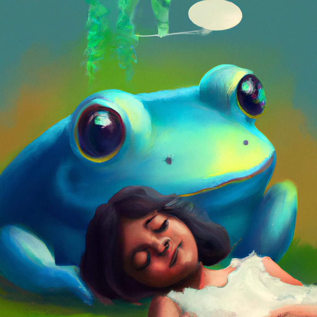 Imagem de capa do post "Sonhar com Sapo Azul: Descubra o que isso Significa!" com um desenho digital