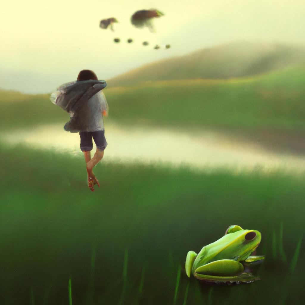 Imagem de capa do post "Sapos Correndo Atrás de Mim: Descubra o Significado dos Seus Sonhos!" com um desenho digital